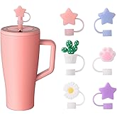 KEUYE Straw Compatible With Brumate 30oz & 40oz, Adjustable Silicone Era Straw Cover, 6PCS Colorful Straws (Star)