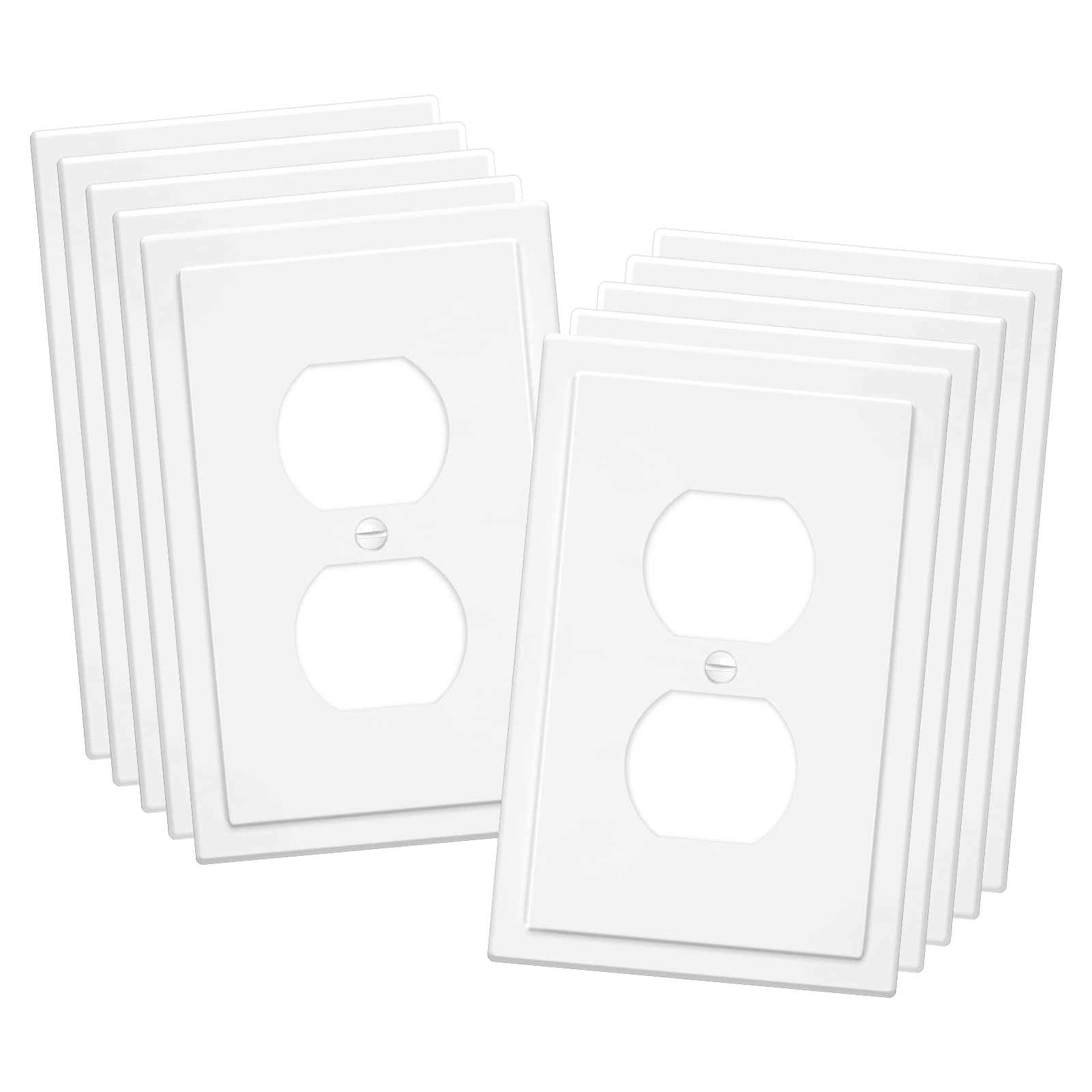 Photo 1 of 1-Gang Modern Edge Decorative Wall Plate Cover Switch Outlet Single Duplex Electrical Faceplate for Light Switches, Smart Switch, GFCI, Dimmers, Receptacle, USB Outlet (10 Pack, Single Duplex)