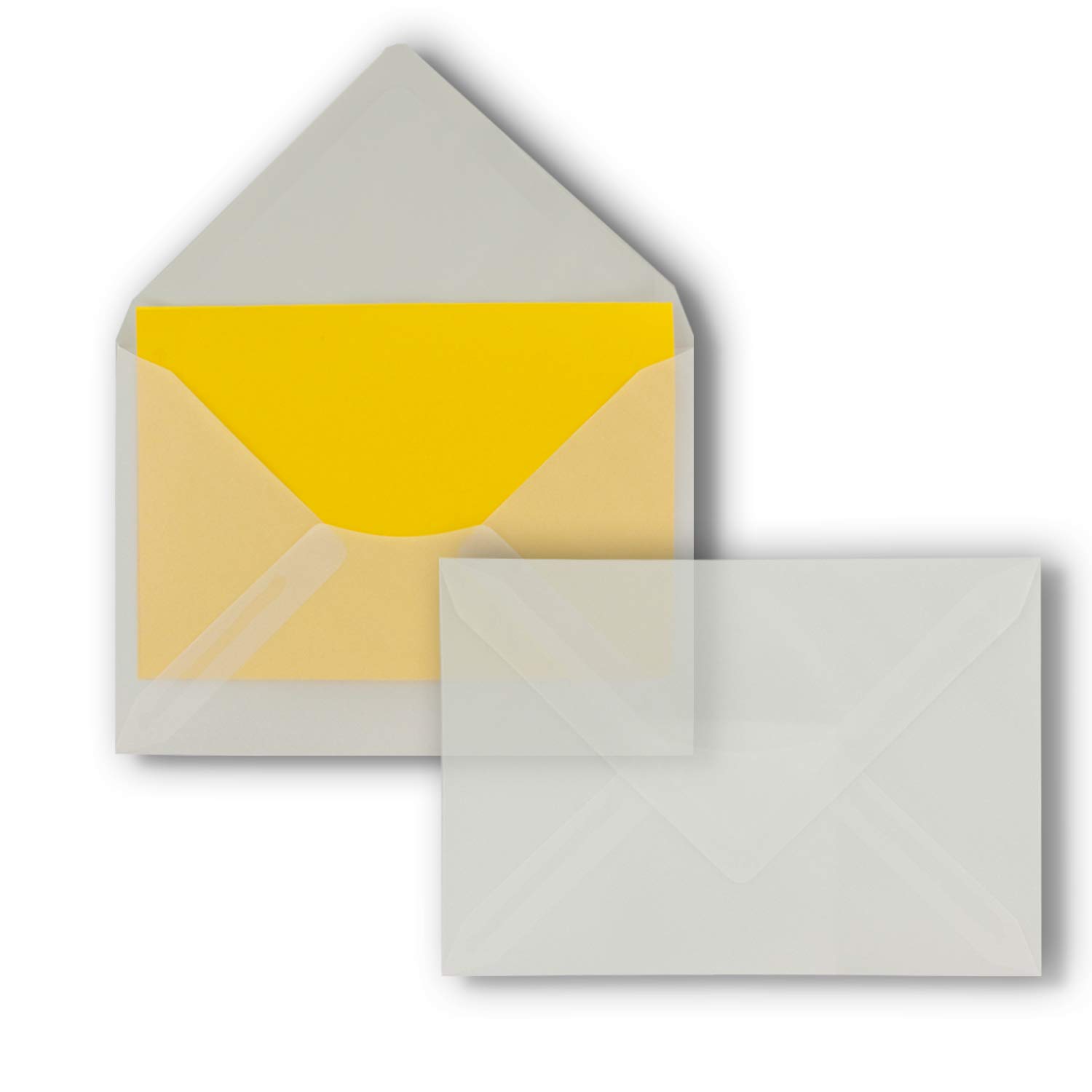 25 envelopes - Transparent - DIN C6-114 x 162 mm - Envelopes with wet glue without window - for greeting cards, invitations and vouchers