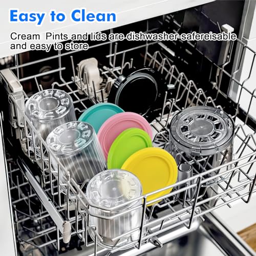 Hejo 4 Pieces Containers for Ninja Creami Deluxe Pints, 680ml Ice Container for NC500 NC501 Series, Ice Cream Container with Lid for Ninja Ice Cream Maker, Accessories for NinjaCreami Ice Cream