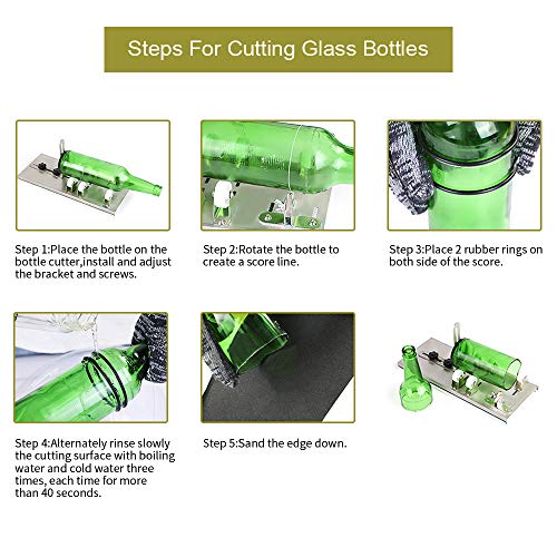 Glass Bottle Cutter, Bottle Cutter DIY Machine for Cutting Wine Beer Liquor Whiskey Alcohol Champagne Water or Soda Round Bottles Mason Jars, Accessories Tool Kit Gloves Fixing Rubber Ring Hemp Rope - Thumbnail 2