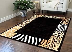 Amazon.com: Animal Print Area Rug 5 Ft. X 7 Ft. Black Skinz 73 Size 5x7