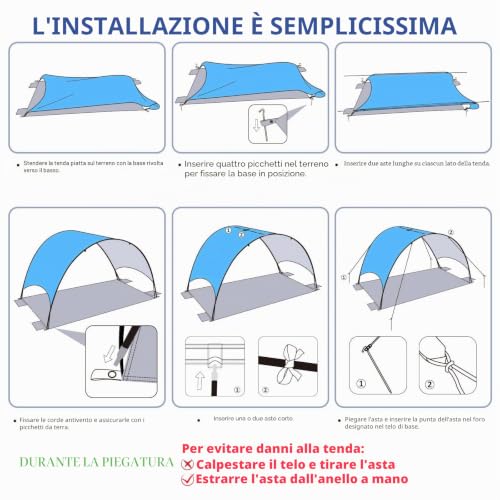 Flycoop Beach Umbrella with UPF 50+ UV Protection, Compact and Portable with 360° Ventilation, Windproof Ropes and Stakes for Family, Travel, Backyard, Park Shade