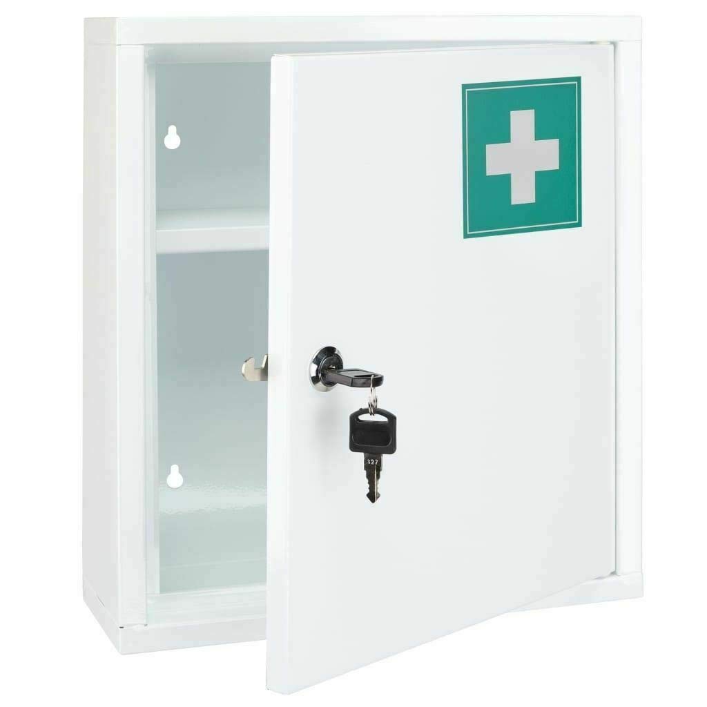 Homespired® Emergency First Aid Medical Cabinet Stainless Steel, Wall Mountable (Includes Mounting Screws), Lockable with 2 Keys, Sturdy Metal Construction - Ideal for home, School or Office