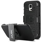 Galaxy S5 Case, ULAK Protective [Heavy Duty] Premium Dual Layer with [Kickstand Funtion] and Rotating Belt Clip [HOLSTER] for Samsung Galaxy S5 SV, Black