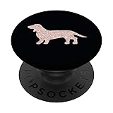 Rose Gold Daschund Dog on a Beautiful Black
