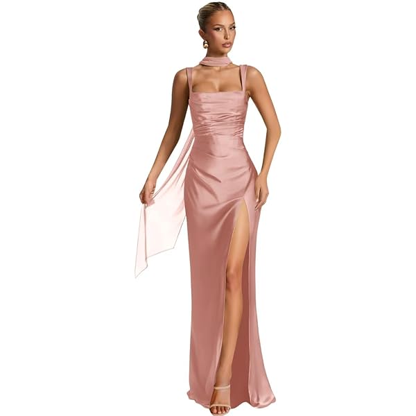 Women's Long Slit Satin Mermaid Bridesmaid Dress for Wedding Square Neck Spaghetti Straps Prom Dress with Ruffle Custom Aqua at Amazon Women's Clothing store Women's Long Slit Satin Mermaid Bridesmaid Dress for Wedding Square Neck Spaghetti Straps Prom Dress with Ruffle Custom Aqua at Amazon Women's Clothing store