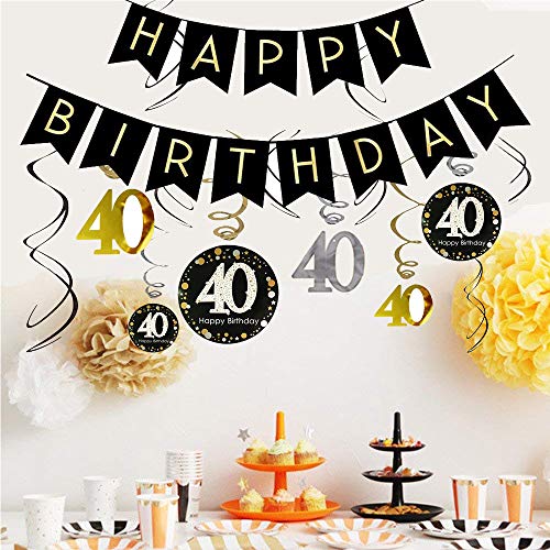 40th-Birthday-Decorations-Kit-Gold-Glitter-Happy-Birthday-Banner-Sparkling-Celebration-40-Hanging-Swirls-40th-Anniversary-Decorations