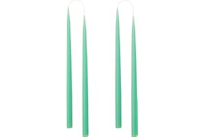 Kunstindustrien® Taper Candles – Set of 4, 13.8" – Made in Denmark, Long Burning Candles 15h, Unscented & Smokeless Candlesticks – Elegant Tall Candles for Weddings, Dinners & Home Decor (Mint Green)