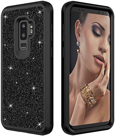 Samsung Galaxy S9 Plus Case, S9 Plus Case , GIZEE Luxury Glitter Bling Hybrid Heavy Duty Hard PC Soft Rubber Sparkly Shiny Shockproof Protective Phone Case for Samsung Galaxy S9 Plus (Black)