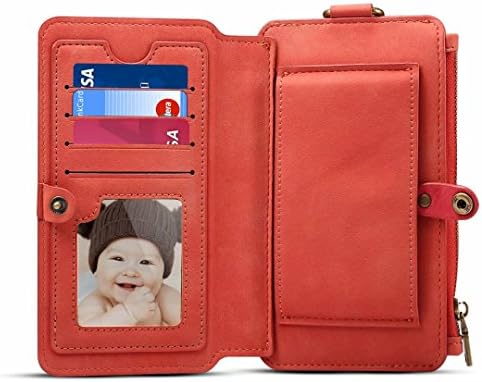 Galaxy S8 Plus Wallet Case, Sogola PU Leather Protective Shell Detachable Folio Flip Holster Carrying Case [ Many Card Slots ] [1 Photo slot] for Samsung Galaxy S8+ Plus 2017- Red
