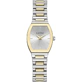 ELLEN TRACY Women's 22mm Barrel Two Tone Silver/Gold Watch, Silver Dial, Crystal Accents, Bracelet Band