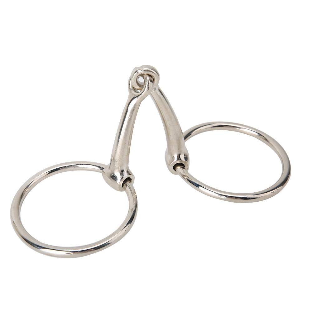 Pssopp Horse Snaffle Bit Stainless Steel Horse Ring Hollow Jointed Mouth Loose Oval Mouth for Equestrian Supplies