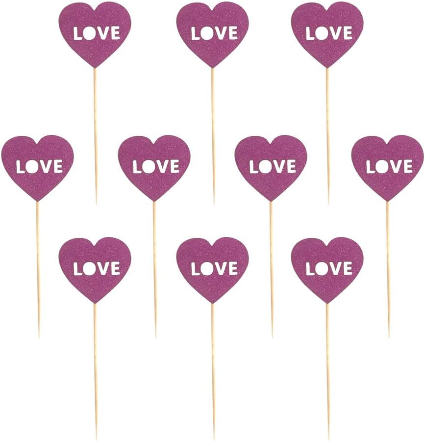 Upkoch 10 Pcs En Forme De Coeur Amour Gateau Topper Decoratif Glitter Cupcake Toppers Muffin Nourriture Fruits Pics Pour Le Mariage De Fiancailles Anniversaire Fete Patisserie Ustensiles A Patisserie Napravi Rs