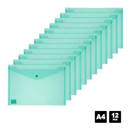 Comix Blaze A4 Popper Wallet Ducument Umschlagordner Transparente Farben 12er Pack A1853 (Grün)