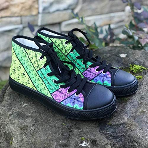 LedBack Periodic Table High Top Canvas Shoes for Women Causal Sneakers Teenagers Girls Lightweight 3D Trainers Size 5-11
