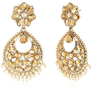 Zaveri Pearls Drop Earrings for Women (Golden)(ZPFK7169)