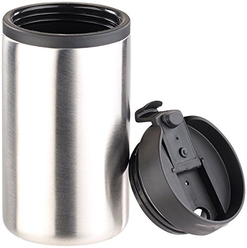 Rosenstein & Söhne Thermobecher mit Deckel: 2er-Set doppelwandige Edelstahl-Isolierbecher, hält warm & kalt, 280ml (Tea-to-Go-Becher, Thermokaffeebecher, Getränkehalter) – Bild 4