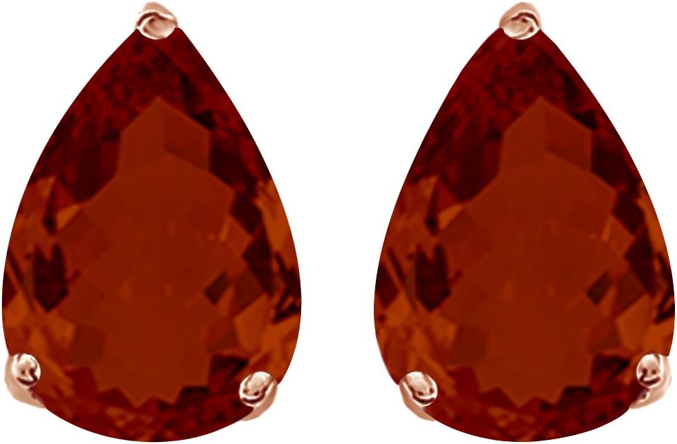 Valentines Day Gift Pear Shape Stud Earrings In 14K Rose Gold Over Sterling Silver (5 Ct)