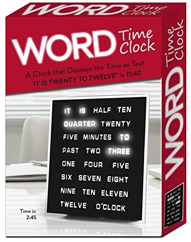 LED Word Clock - Displays Time as Text - Powered by AC Adapter (8" x 8") (Certified Refurbished)