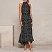 Women Halter Maxi Dress – Ladies Elegant Polka Dot Off Shoulder Swing Dresses – Ruffle Beach Dress with Beltthumb 3
