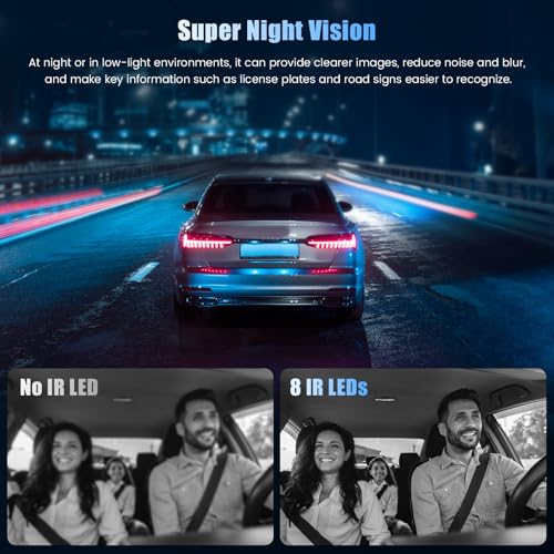 Inefala 360°Car Dashcam 4 Channels, Dash CAM 1080P Front and Rear Left Right with 64GB SD Card, G-Sensor Car Camera Loop Recording Night Vision