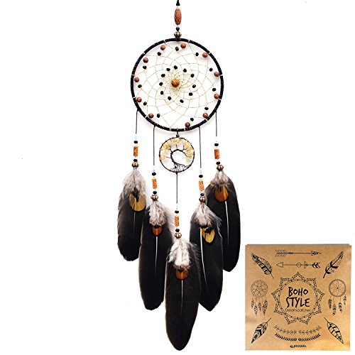 Indian Dream Catcher Handmade Tree of Life Dream Catchers with Feathers Wall Hanging Home Decor Dia 5.1"(NO.11)