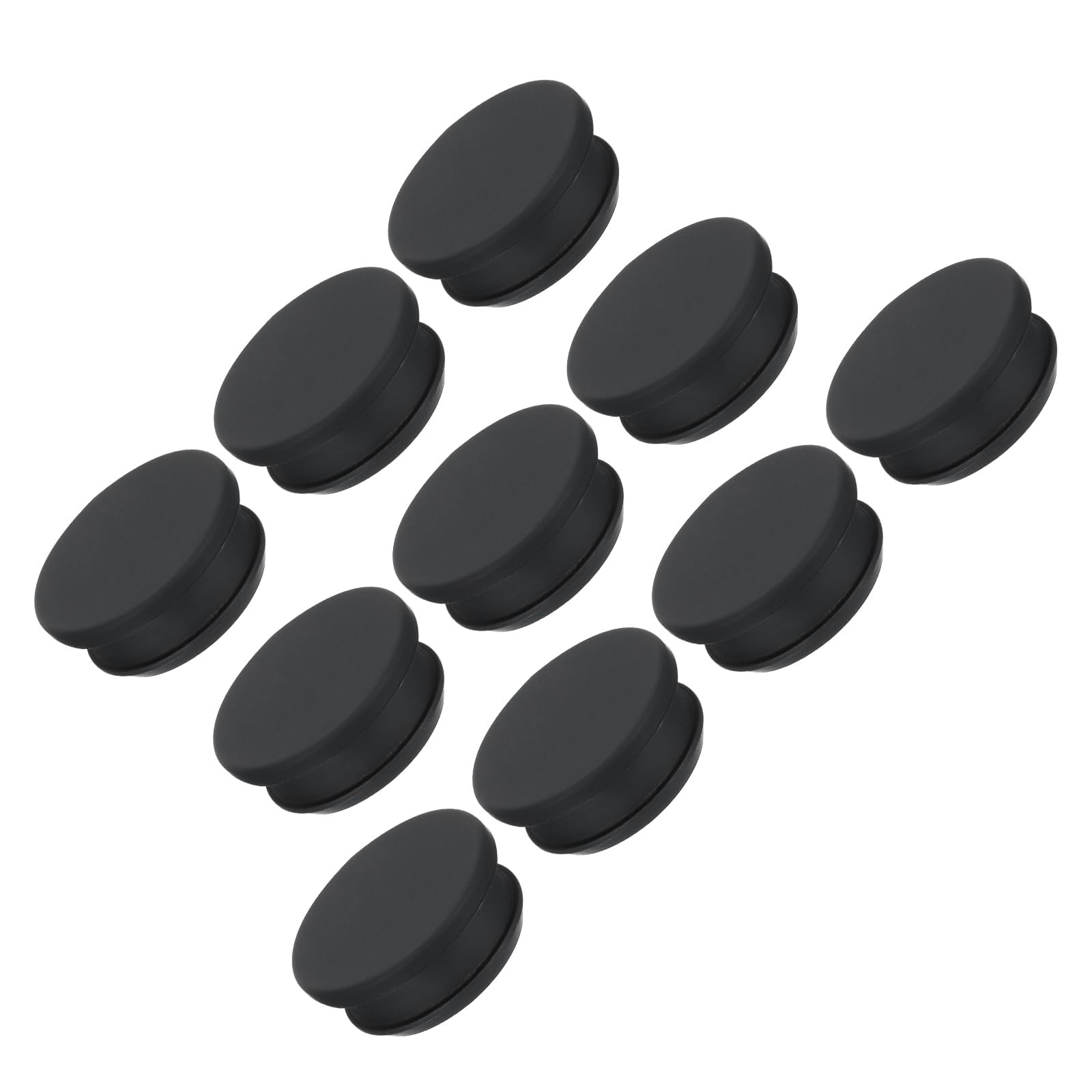 TOP-VIGOR 10Pcs Silicone Snap in Locking Hole Plugs, 34.6mm Diameter Hole Stoppers, Rubber Panel Seal Cover Flush Type Panel Round for Kitchen Rubber Bulkheads Waterproof Sealing Plugs, Black