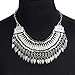 Chunky Pendant Statement Boho Tribal Tassel Metal Bib Collar Necklace Black F332K07