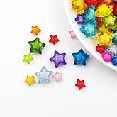 INSPIRELLE 250 Pieces Acrylic Star Beads 2 Sizes Bead in Bead for Jewelry Craft Making