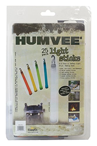 Humvee HMV-6-FP25 6-Inch Weatherproof Lightsticks with 8-12-Hour Glow Time, 25-Piece Set, Assorted Colors