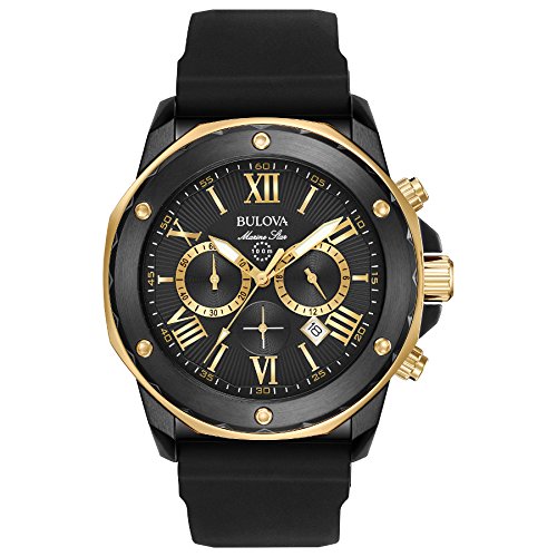 Bulova Men's Quartz Stainless Steel and Silicone Casual Watch, Color:Black (Model: 98B278)
