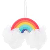 Healvian Rainbow Bath Sponge for Kids 7.87 Inch Soft Shower Puff Loofah Mesh Exfoliating Body Scrubber Baby Bath Accessory
