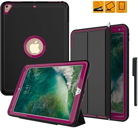 iPad Pro 10. 5 Inch Case, Fitvers Slim Shockproof Rugged Heavy Duty Cover, Three Layer Hard PC+Silicone Hybrid Impact Resistant Full Body Protective with Screen protector and Free Stylus- Rose
