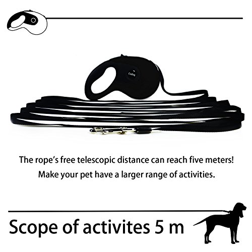 Cadtog Retractable Dog Leash,16 ft Dog Walking Leash for Medium Large Dogs up to 110lbs,One Button Break & Lock, Dog Waste Dispenser and Bags Included (Black)