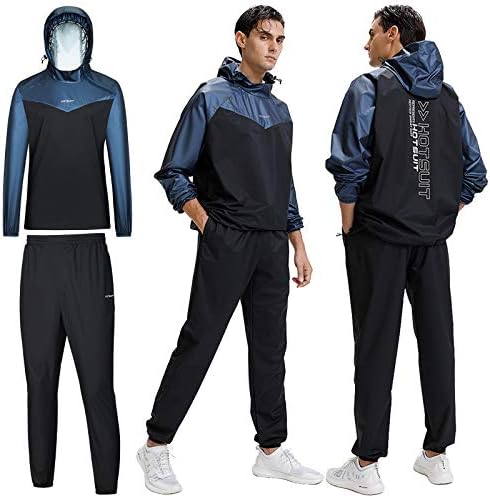 Hotsuit サウナスーツ メンズ 大量発汗 ダイエット上下セット運動着 ランニングウェア 高機能発汗シャツ 大きいサイズ おしゃれ 脂肪燃焼 新陳代謝の促進 デトックス 日焼け止め 防風 洗濯可 ニオイなし ウォーキング ジョギング 軽量 トレーニングウェア プルオーバー