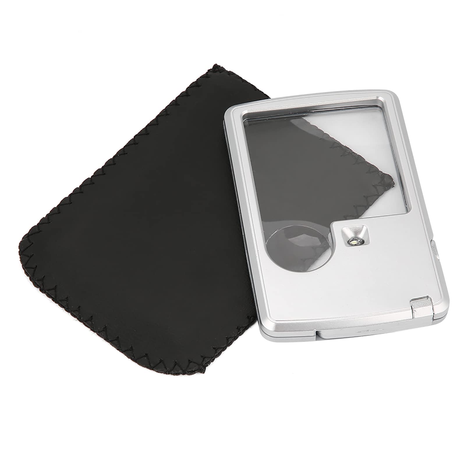 3X 6X Acrylic Lens Credit Card Magnifier with LED Light Pocket Square Magnifier with Leather Case