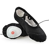 LONSOEN Ballet Slipper Shoes Split-Sole Dance Flat for Girls (Toddler/Little Kid/Big Kid), Black, 11.5 M US Little Kid