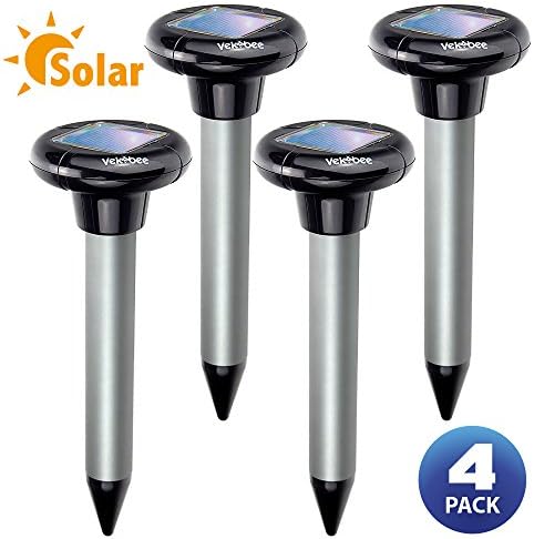 Vekibee Pack of 4 Solar Mole Repeller Sonic Mole Repellent Gopher Repellent Ultrasonic Vole Control Rodent Repellent Pest Control Ultrasonic Unlike Mole Killer Poison Mole Traps That Work Cruel
