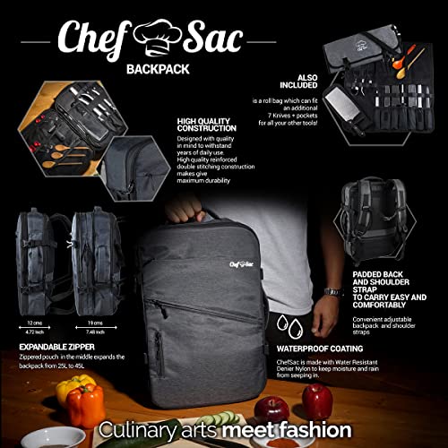 Chef Knife Bag Backpack Set with Knife Roll Knife Case with 40
