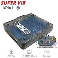 MJKJ Retro Game Console ,Built-in 169 Classic Games (30 Vibrating Games) Support TV Output Portable Video Game Console with 2PCS Joystick - Transparent Black