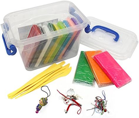 12 Largh Blocks Rainbow Assorted DIY Fimo Polymer Clay Oven Baked Colorful Modelling Moulding Clay with Modeling Tools, Tutorials and Accessories,Portable Package,1.1 Lbs