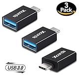 USB C Adapter, Xcords USB C to USB 3.0 Adapter (3 Pack) Fast Charge Type c Adapter for Samsung Note 8 S8 S8+, MacBook Pro, Google Pixel 2 XL, LG G5 V20, Nexus 6P 5X, HTC 10 (Black)
