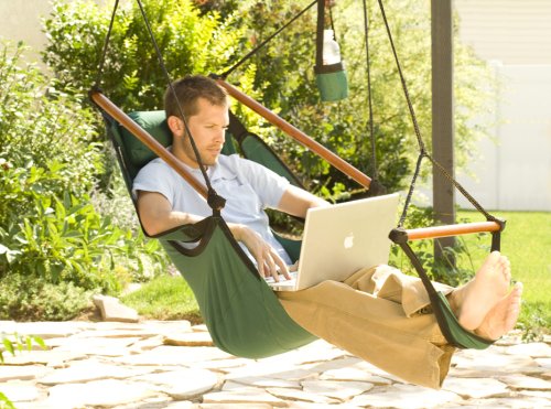 Hammaka Hanging Hammock Air Chair, Wooden Dowels, Tan