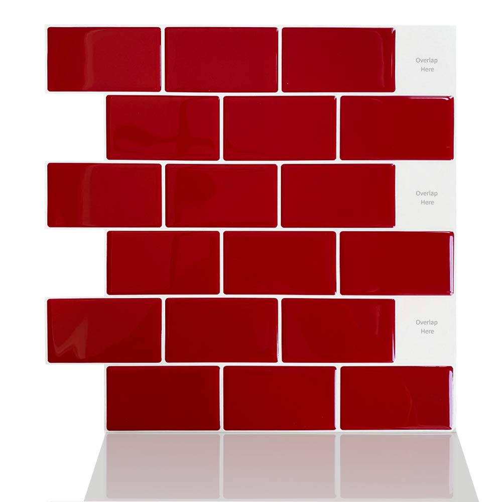 Alwayspon Tile Sticker 5 Sheets Vinyl Stick on Tiles, 12"x12" Wall Tile Transfers Sticker for Home Decor, Peel and Stick Self-Adhesive Backsplash, Tile Decals for Kitchen Bathroom Decor