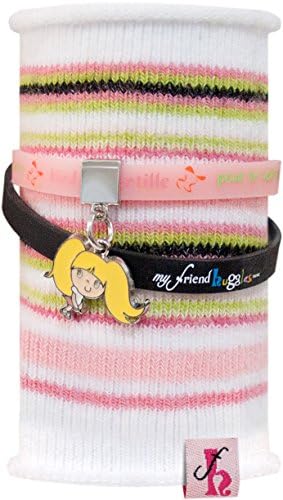 My Friend Huggles Children's Friendship Charm Bracelet with Knit Wrist Cuff, Lily / Kind