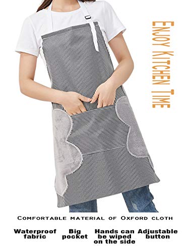 AARainbow 1 Pack Waterproof Oxford Cloth Adjustable Cooking Apron Easy to Use Chef Kitchen Smock Nail Bib Unisex Server Apron with 1 Big Pocket for Chef Women Kids Teen Girls Kids Men (Gray) - Thumbnail 5