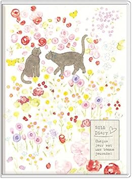 Amazon 15年 ダイアリー スケジュール帳 A6サイズ アーティストダイアリー いわぶちさちこ お花畑の猫 M 158 マンスリー 14年10月始まり 14年10月 15年12月 表紙は綿タグ付き Apj アートプリントジャパン 手帳 文房具 オフィス用品