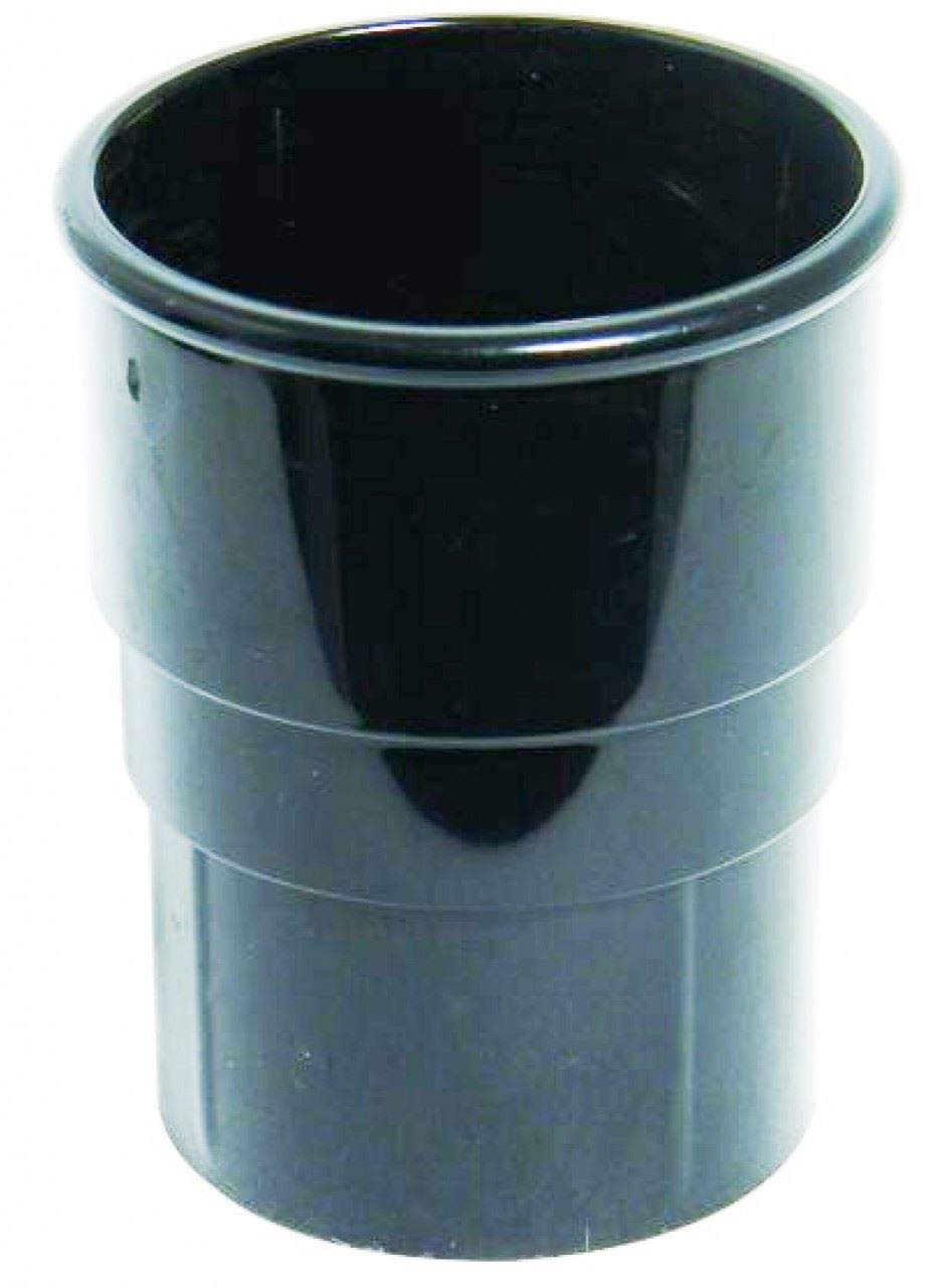 FLOPLAST 68mm Round Gutter Pipe Socket - Black - Pack of 2