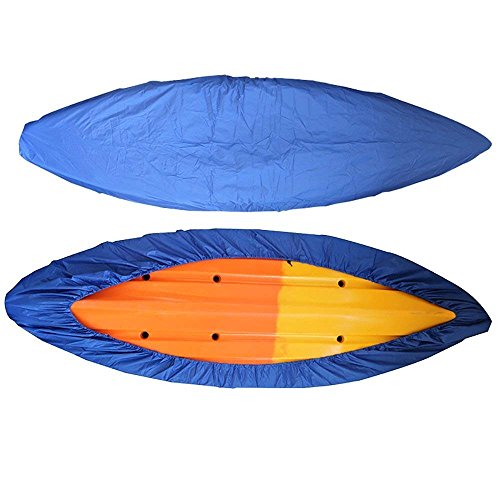 RONGT 2 Pack Waterproof Kayak Cover, 2.6m-6.5m Canoe Storage Cover Offers UV Protection for Fishing Boat,Rowing Shell & Paddle Board (light & dark blue, 3.5m(kayak8.5-9.9feet))